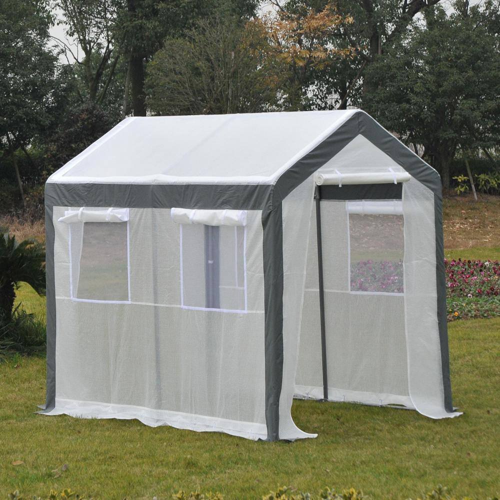 Heavy Duty Walk-In Greenhouse with Roll-Up Windows and Doors