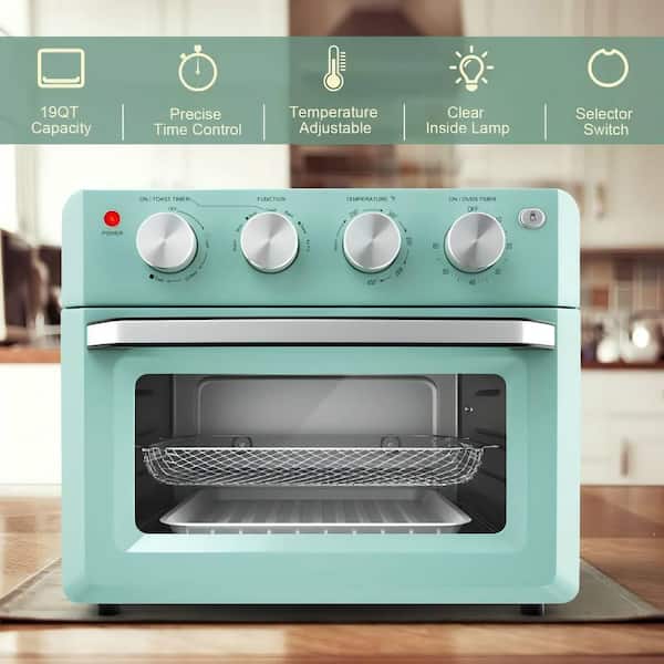Multifunction 19 qt. Green Air Fryer Toaster Oven with 5