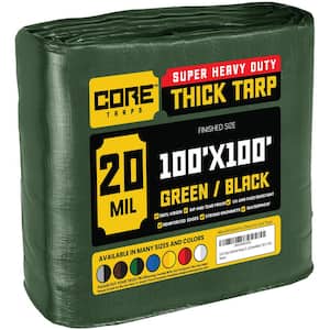 100 ft. x 100 ft. Green/Black 20 Mil Heavy Duty Polyethylene Tarp, Waterproof, UV Resistant, Rip and Tear Proof