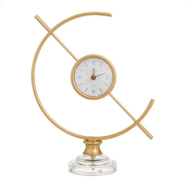 Litton Lane 13 in. x 16 in. Gold Metal Clock with Acrylic Base