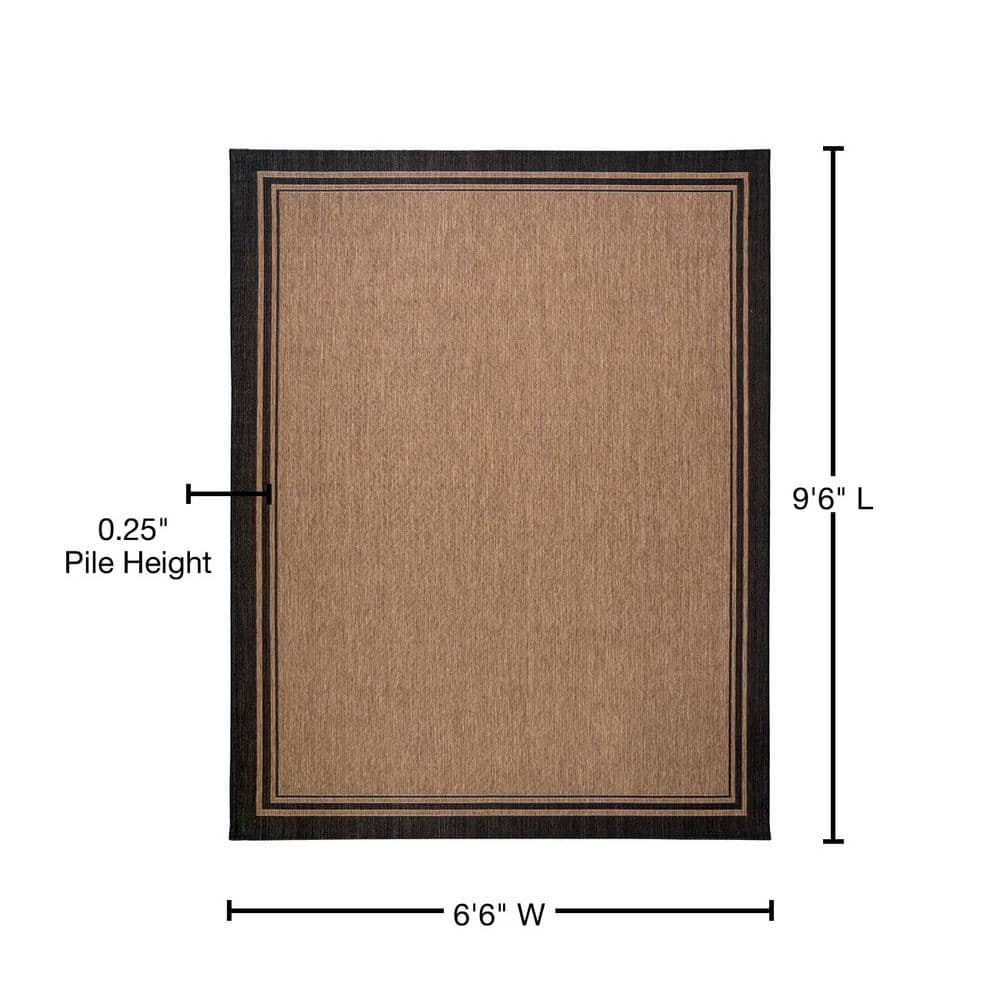 Chestnut and Black 6' x 9' Synthetic Flatweave Area Rug