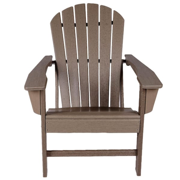 Tunearary Brown Patio Outdoor Weather Resistant Folding Polyethylene Adirondack Chair (1 of Chairs)