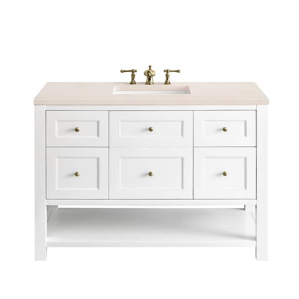 James Martin Vanities Breckenridge 48.0 in. W x 23.5 in. D x 34.2 in . H Bathroom Vanity in Bright White with Eternal Marfil Quartz Top