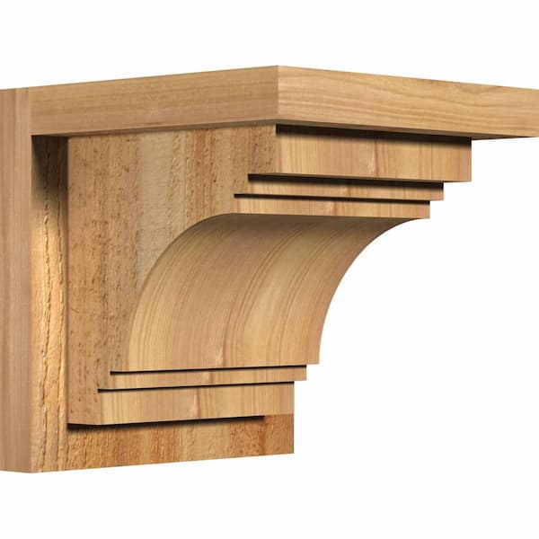 Ekena Millwork 8 in. x 8 in. x 8 in. Western Red Cedar Pescadero Rough Sawn Corbel with Backplate