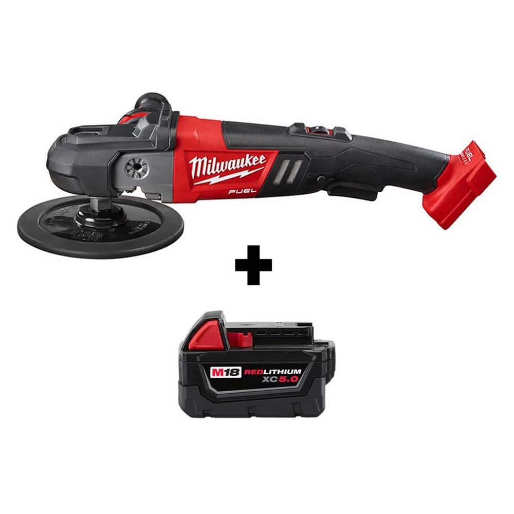 M18 FUEL 18V Lithium-Ion Brushless Cordless 7 in. Variable Speed Polisher with M18 5.0 Ah Battery -  Milwaukee