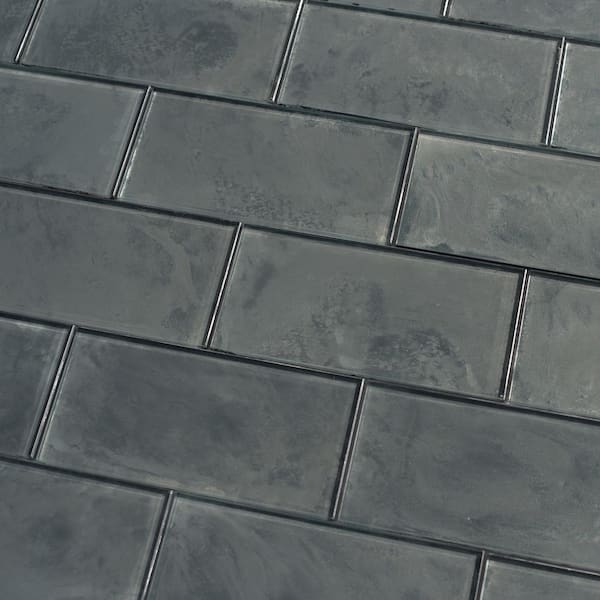 Forever Dark Gray 3 in. x 6 in. Glass Subway Backsplash Wall Tile (14 sq. ft./Case)