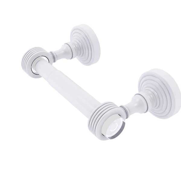 Allied Brass Pacific Grove Collection Wall Mounted Toilet Paper Holder in Matte White with Groovy Accents