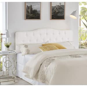 White Headboards for Queen Size Bed, Upholstered Button Tufted Bed Headboard, Height Adjustable Queen Headboard