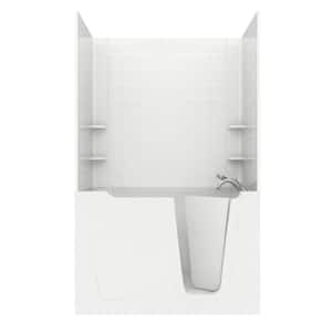 Rampart 5 ft. Walk-in Whirlpool Bathtub with 6 in. Tile Easy Up Adhesive Wall Surround in White