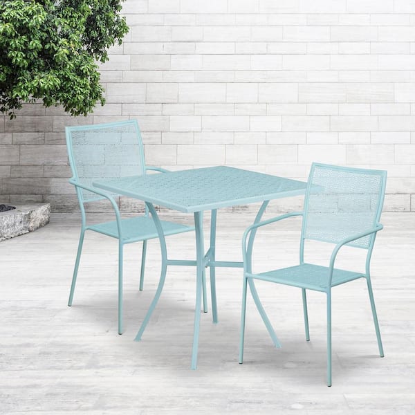 Carnegy Avenue Blue 3-Piece Metal Square Outdoor Bistro Set