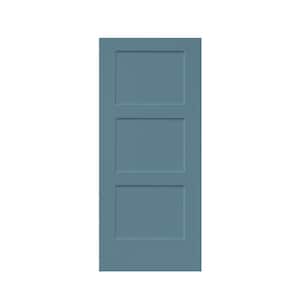 30 in. x 80 in. 3-Panel Dignity Blue Stained Composite MDF Equal Style Interior Barn Door Slab
