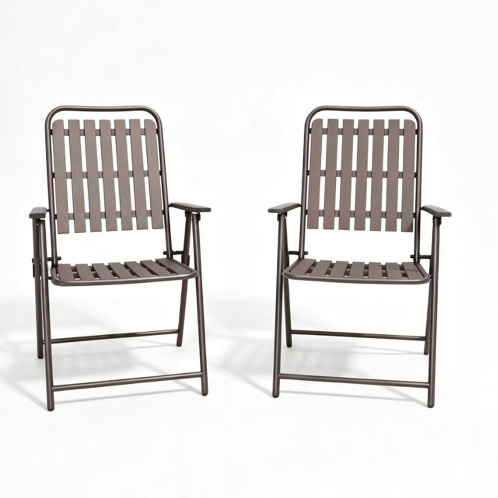 Brown Outdoor Folding Patio Chairs Set of 2, No Assembly Required, Rust-Resistant Frame, 350 lbs. Capacity price history on PriceWatchPro