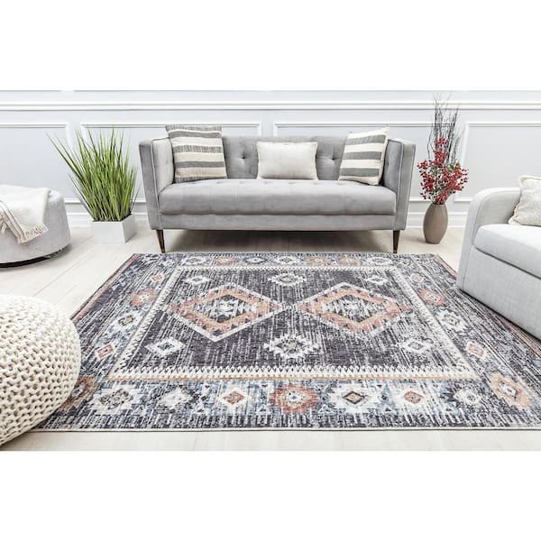 Celestia Baltic Gray 8'0"X10'0" Tribal Gray Area Rug