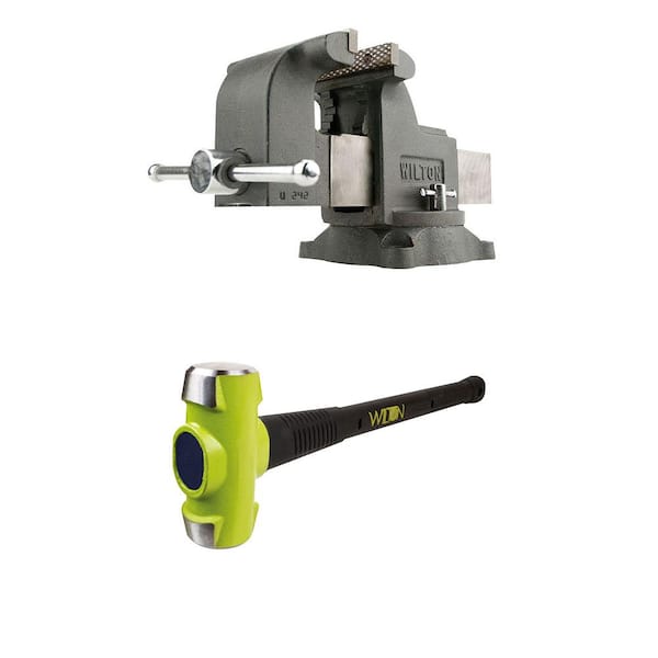 Unbranded WS6 6 in. Steel Swivel Base Bench Vise with BASH 6 lbs. Sledge Hammer