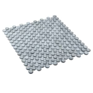 Honoro Bulbi Soho Dark Gray Glossy 11-15/16 in. x 12-1/8 in. Penny Round Smooth Glass Mosaic Wall Tile (10 sq. ft./Case)