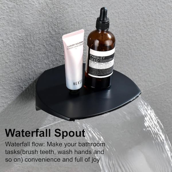 Satico Single-Handle 1-Spray 10 in. Wall Mount Rainfall Dual Shower Heads with Spout in Black (Valve Included)