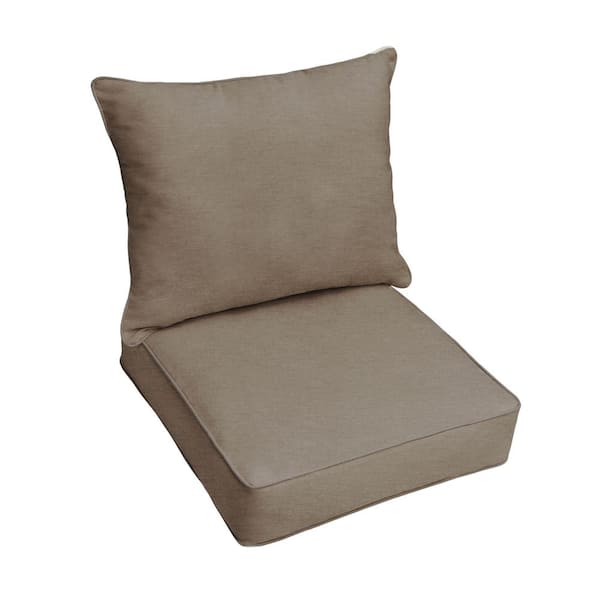 SORRA HOME 23.5 in. x 23 in. x 27 in. Deep Seating Outdoor Pillow and Cushion Set in Sunbrella Canvas Taupe