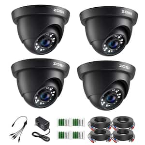 Wired 1080p Black Indoor Dome TVI Security Camera Compatible for TVI DVRs (4-Pack)
