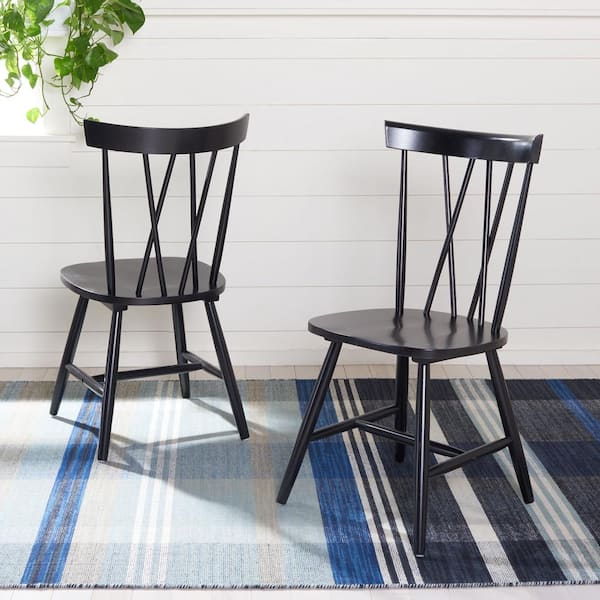 SAFAVIEH Friar Black 17.12 in. Wood Dining Chair (Set of 2)