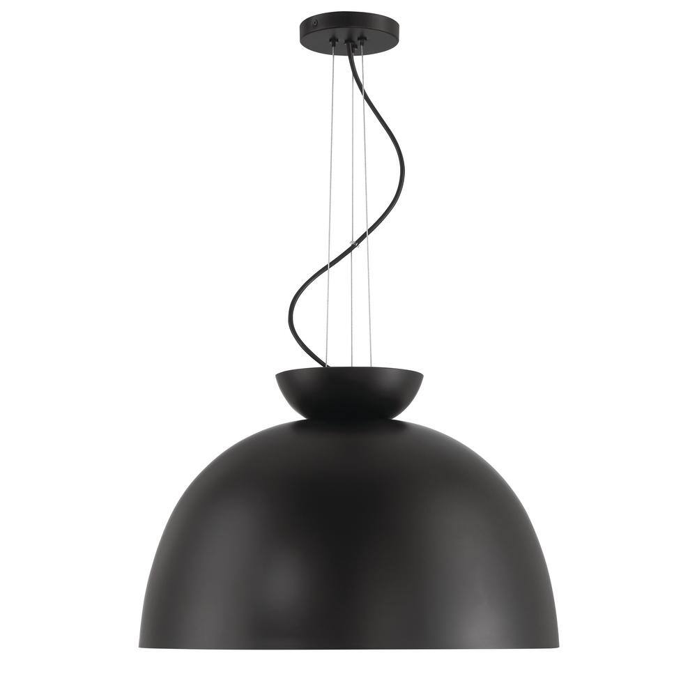 Flat Black Glass Dome Indoor/Outdoor Pendant Light