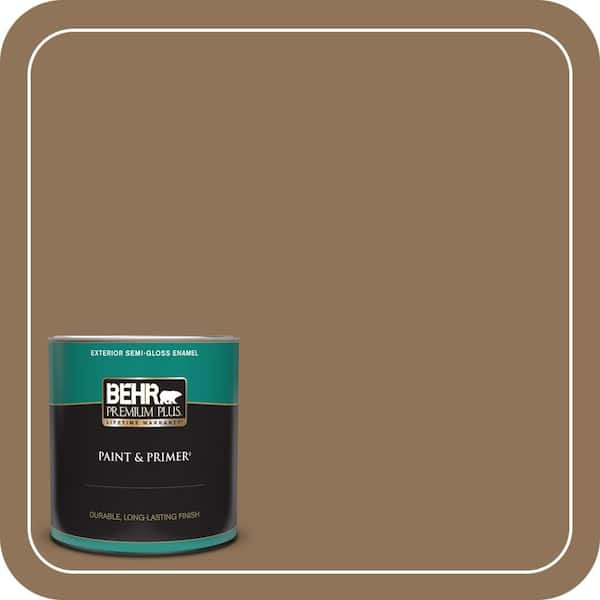 BEHR PREMIUM PLUS 1 qt. #N270-7 Library Oak Semi-Gloss Enamel Exterior Paint & Primer