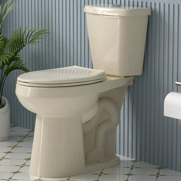 Aguamaph 19 in. Tall 2-Piece 1.1/1.6GPF Dual Flush Map Flush 1000g Round in Biscuit 2-Piece Toilet With Soft Close Seat in Bone