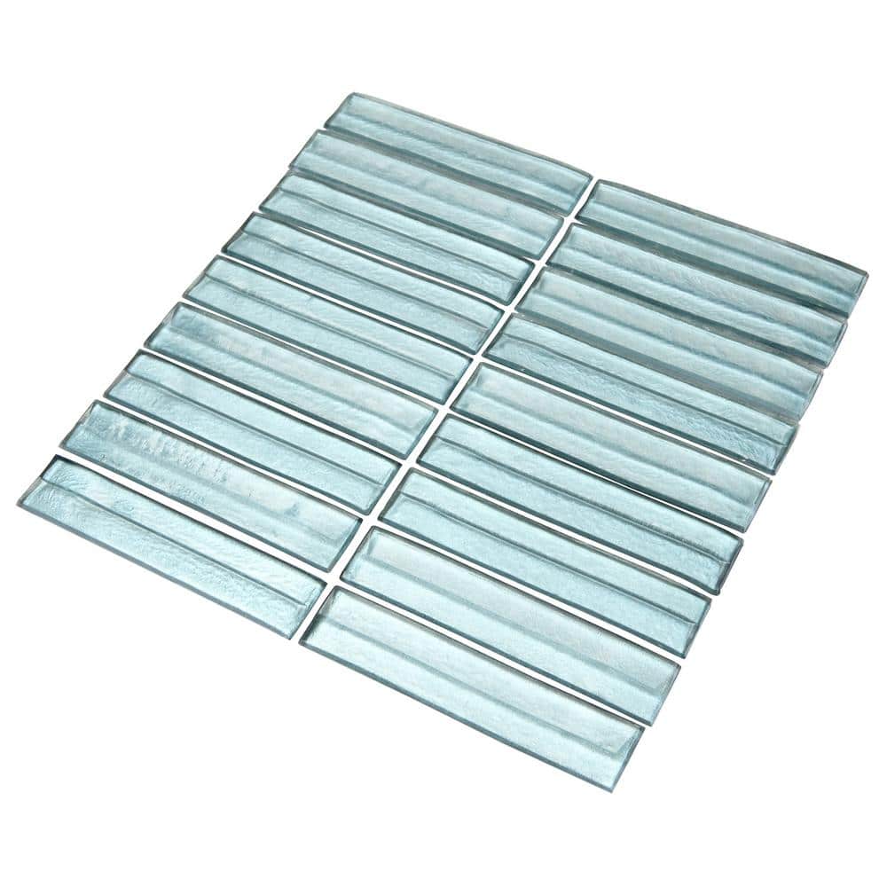 Steel Blue Polished Glass Mosaic Wall Tile