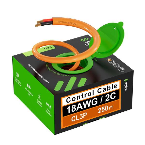 250 ft. 18 / 2 Orange CL3P Stranded Copper Security Alarm Wire Plenum Rated UV Resistance for Access Control Nurse Call