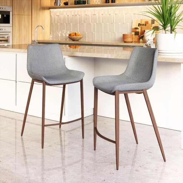 Magnus 25.8 in. Solid Back Plywood Frame Counter Stool with Faux Leather Seat - (Set of 2)