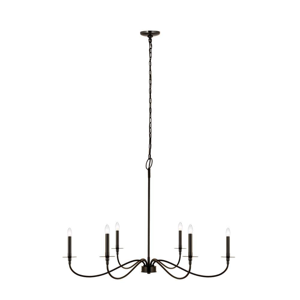Arrington 6-Light Matte Black Chandelier with No Shade