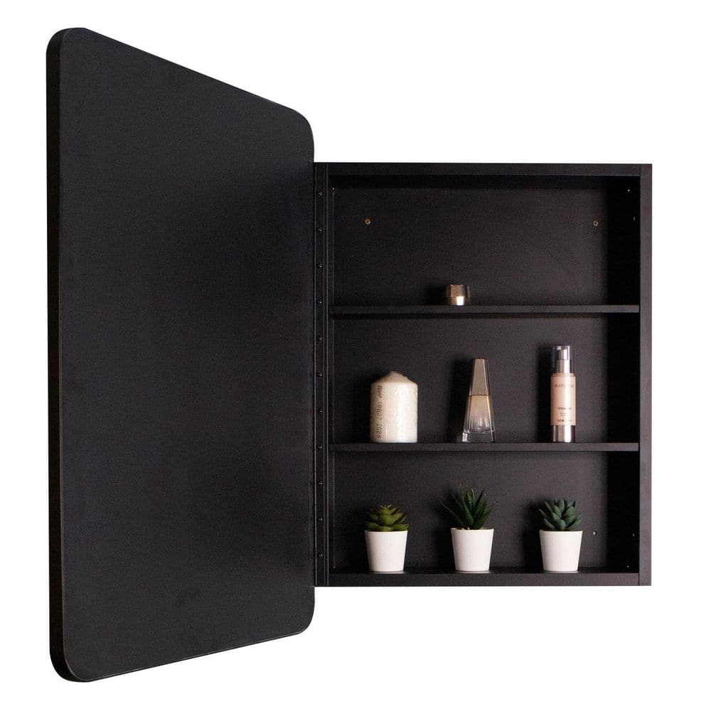 20 in. W x 28 in. H Rectangular Black Iron Powder Coated Surface Mount Medicine Cabinet with Mirror and Adjustable price history on PriceWatchPro