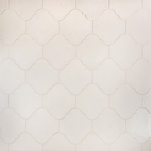 Appaloosa Arabesque Bone 4 in. x 8 in. Polished Porcelain Floor and Wall Tile Sample