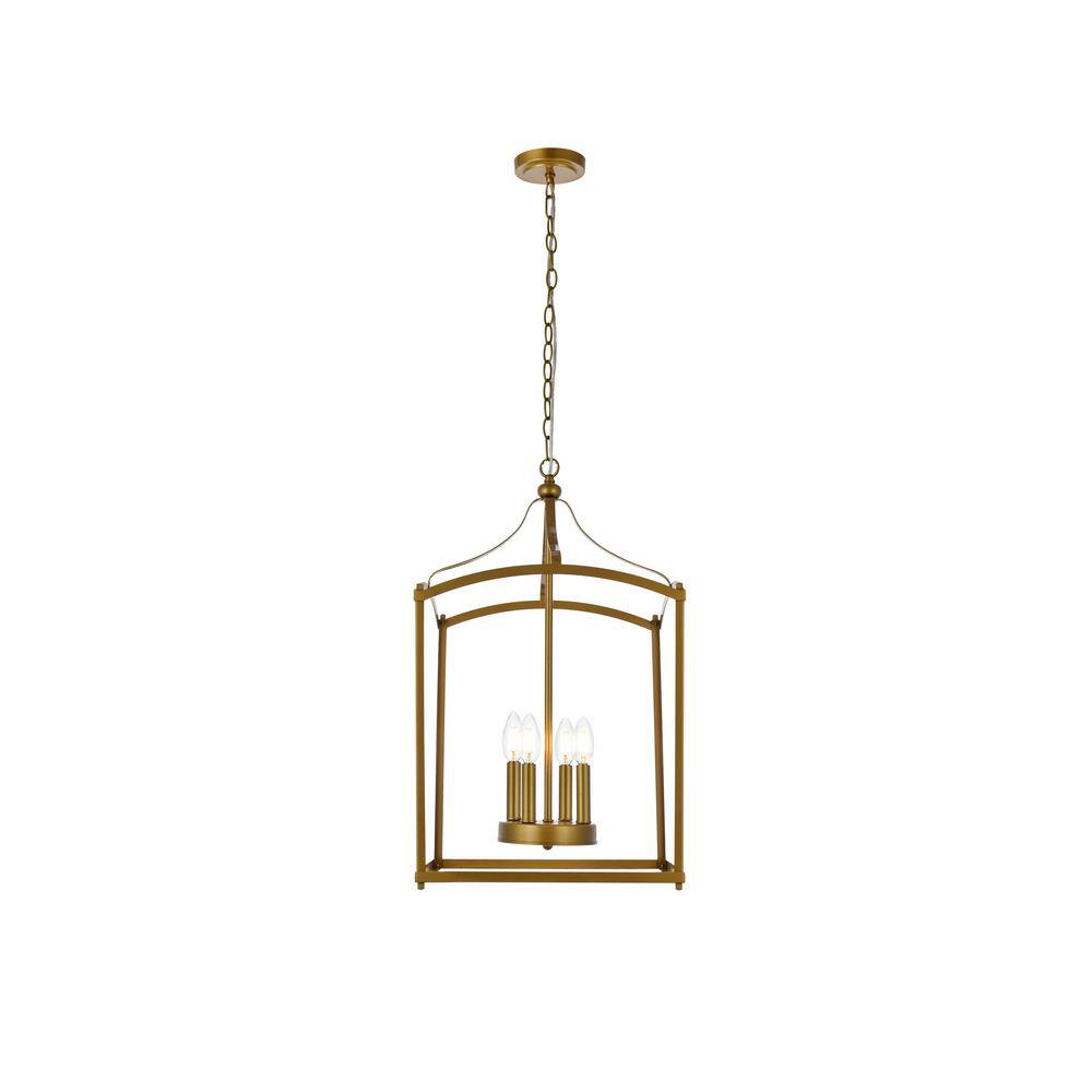 Home Living 40-Watt 4-Light Brass Pendant Light with No Shade No Bulbs Incl