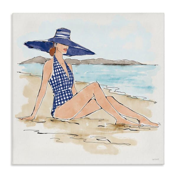 Stupell Industries Sun Bathing Beauty by Anne Tavoletti Unframed People Graphic Art Print 24 in. x 24 in.