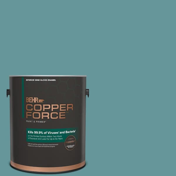 COPPER FORCE 1 gal. #MQ6-33 Vintage Teal Semi-Gloss Enamel Virucidal and Antibacterial Interior Paint & Primer