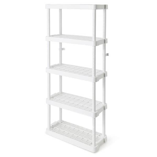 GRACIOUS LIVING White 5-Tier Plastic Garage Storage Shelving Unit (32 in. W x 72 in. H x 14 in. D)