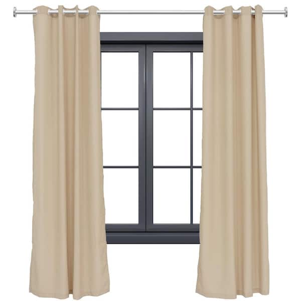 Sunnydaze 2 Indoor/Outdoor Curtain Panels with Grommet Top - 52 x 120 in (1.32 x 3 m) - Beige