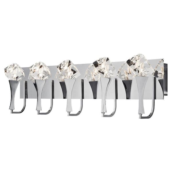 Rockne 33 in. 5-Light Chrome Integrated LED Contemporary Bathroom Vanity Light