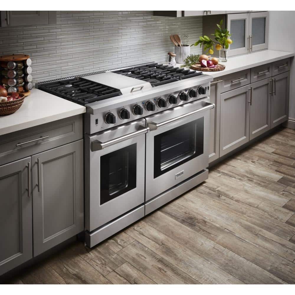 Thor Kitchen 48" Stainless Steel Dual Oven Gas Range with Griddle