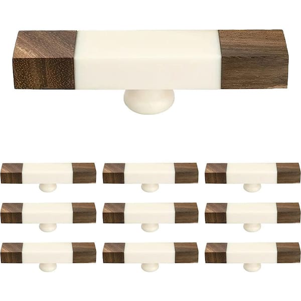 Mascot Hardware White Architectured 3-5/7 in. White and Brown Cabinet Knob (10-Pack)