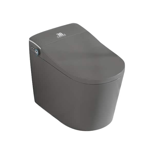 Elongated Bidet Toilet 1. 28GPF in Grey with Auto Open & Flush Auto Soft Close Seat and Hands-Free Adjusted Heated Seat