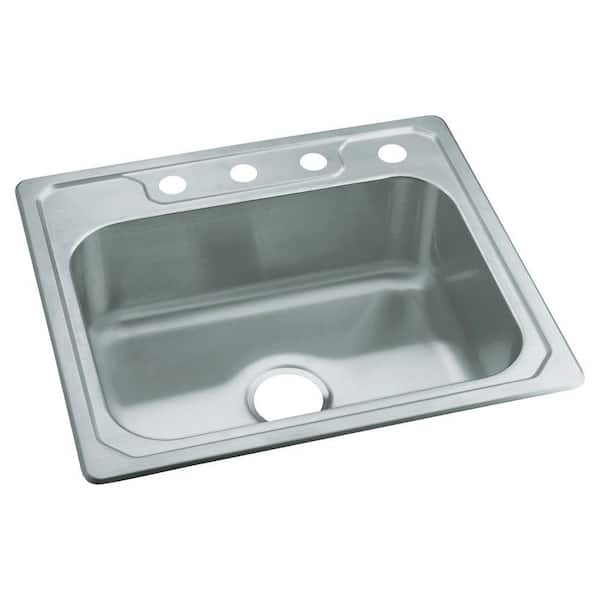 STERLING KOHLER Middleton Drop-In Stainless Steel 25 in. 4-Hole Single Bowl Kitchen Sink