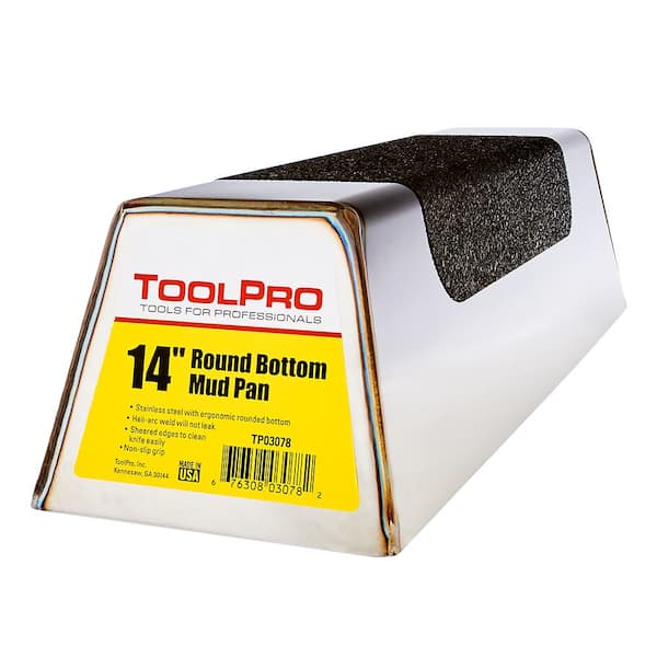 ToolPro 12 in. Stainless Steel Round Bottom 4-in W x 12-in L x 5-in D Drywall Mud Pan