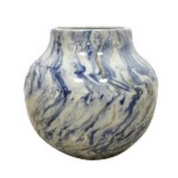 THREE HANDS 8.5 in. Blue Ceramic Vase