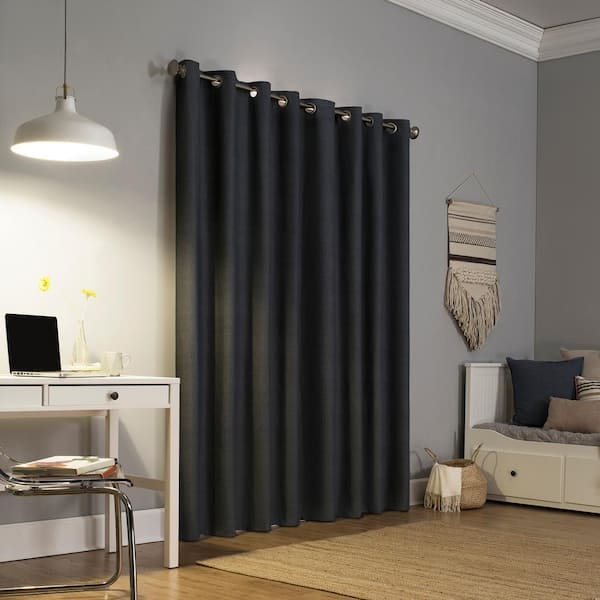 Sun Zero Duran Charcoal Polyester Solid 50 in. W x 95 in. L Noise