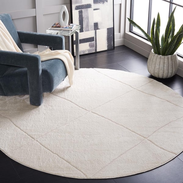 Melody 5 ft. x 5 ft. Ivory/Beige Oversized Diamond Round Area Rug