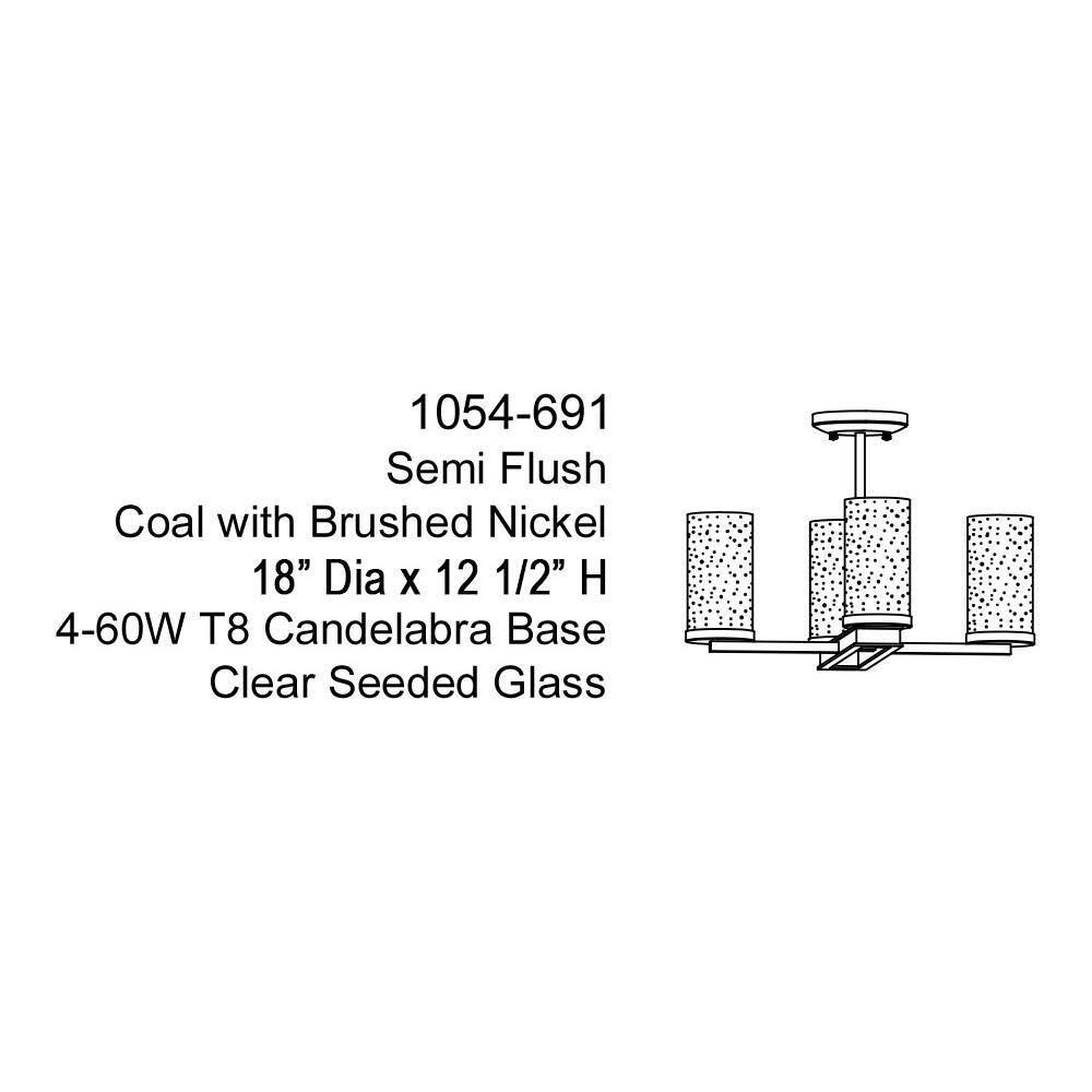Contemporary Brushed Nickel 4-Light Glass Pendant