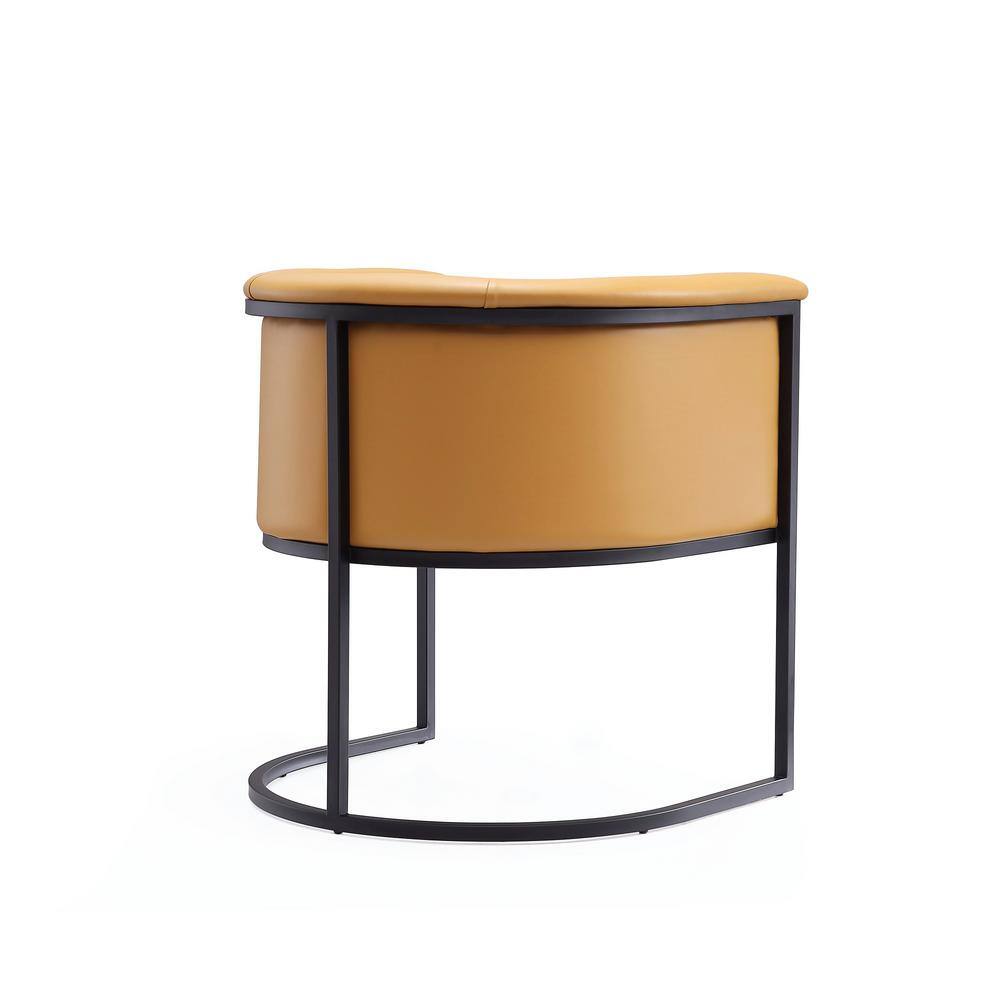 Sculptural Saddle Faux Leather Arm Chair with Metal Frame