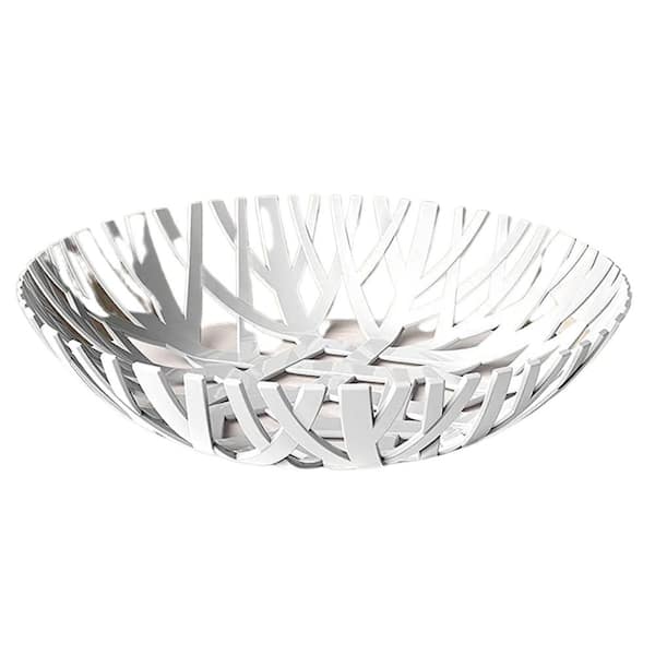 Anqtovp Modern Centerpiece Fruit Bowl for Kitchen Counter, High-end Look in White