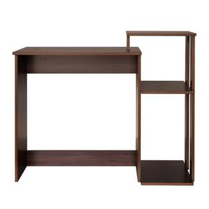40.7 in. Rectangle Espresso Wood Writing Desk with 2-Story Bookshelf